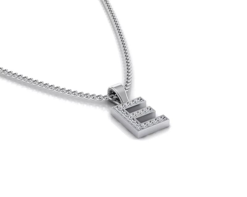 Pendant E letter with diamonds