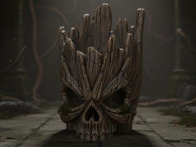 Wooden Skull - Planter Candy Bowl for Halloween 🎃