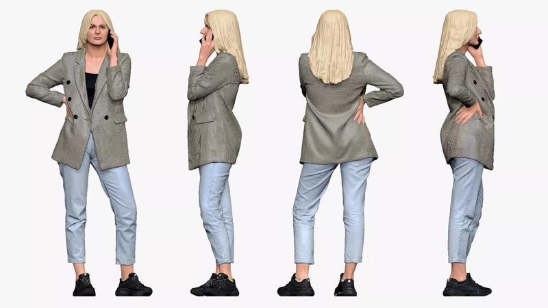 001507 girl with the phone 3dp