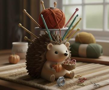 Hedgehog Crochet/Knitting Organizer – Cute Woodland Desk Buddy