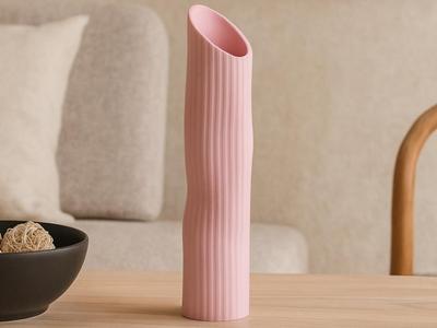 Tall Pink Ripple Vase for Modern Decor