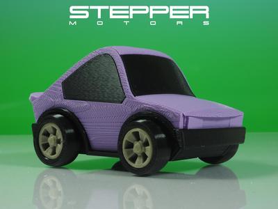 Stepper Motors 70's 4 cyl fastback toy car - multi-part - no supports - easy print