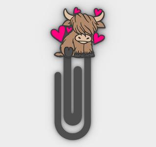 Paperclip baby highland love heart - valentine day - bookmark - 3MF pre-painted , STL