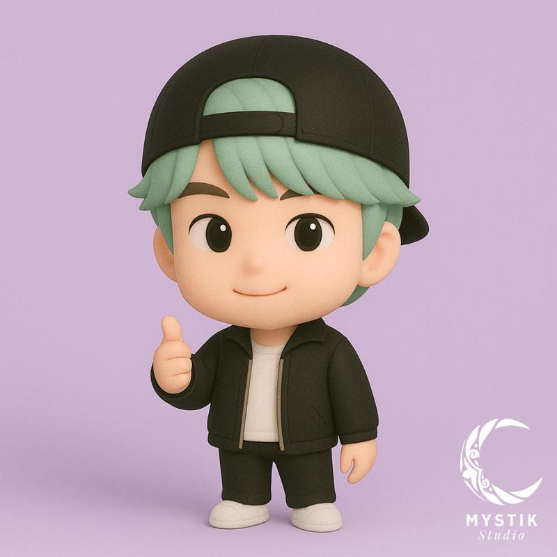 Suga BTS Chibi Cartoon 3D Print STL | Min Yoongi K-Pop Figure