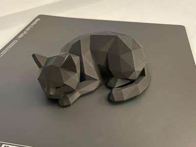 Sleeping Black Cat  low-poly cat sculpture