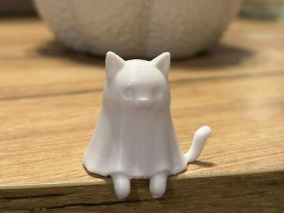 Tiny Ghost Cat with Dangling Legs