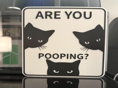ARE YOU POOPING? FUNNY CAT SIGN 