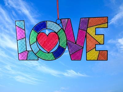 LOVE Suncatcher Ornament Christmas Coloring Craft