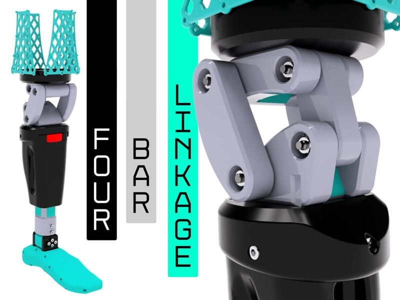 4-Bar Linkage mechanical knee prostheric