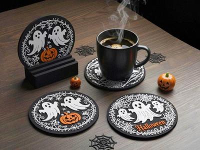 Halloween Coaster Set with Stand (3-Piece)