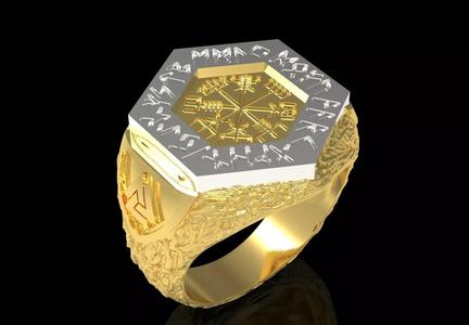 STL 3dm Ring a Symbol of Power History in Two-Tone Gold mr0279