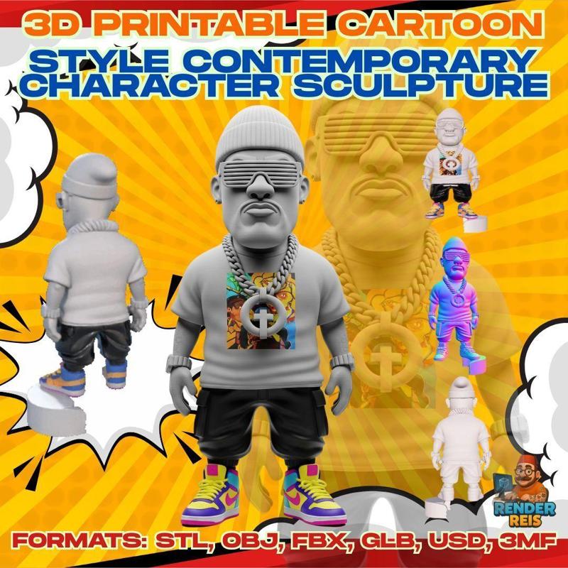 Streetwear Cool Character Figure – 3D Printable Model with Glasses and Beanie