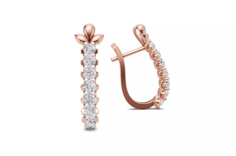 Hoop Earrings Floral Top Diamond for Daily Wear Bali