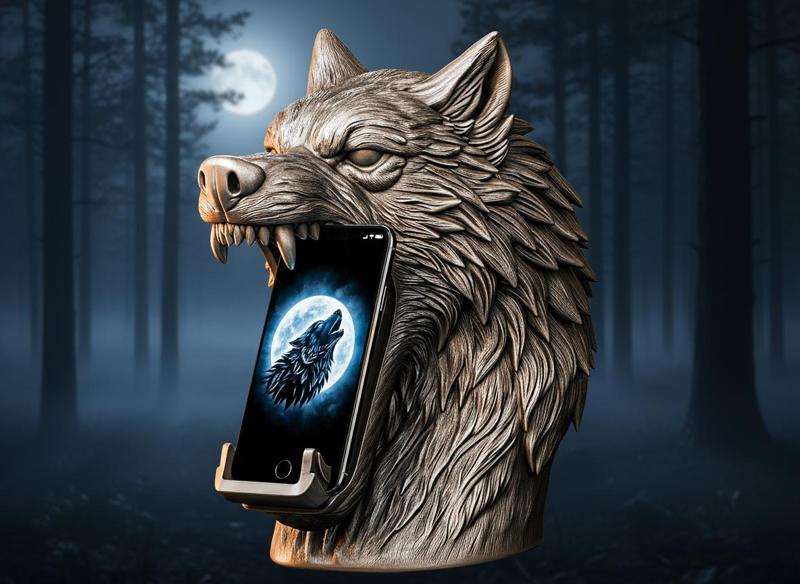 Lunar Sentinel: Free Wolf Head Phone Dock (3D Printable)