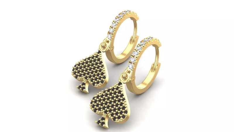 Ace of Spades Diamonds Hoops Earrings