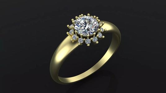 Rings with round gem and diamond galo  for CNC or