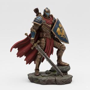 Heroic Armored Adventurer Figurine STL - Detailed Fantasy Warrior 3D Print Model