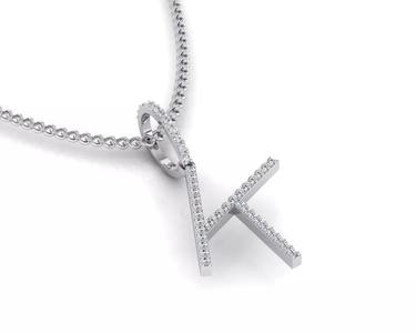 Letter K necklace with diamonds