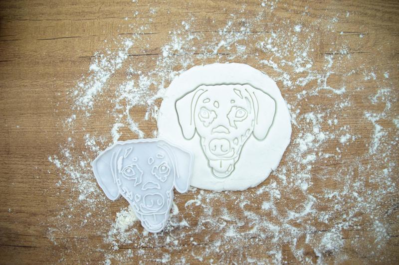 Dalmatian face cookie cutter and stamp, dog portrait biscuits and clay ornaments