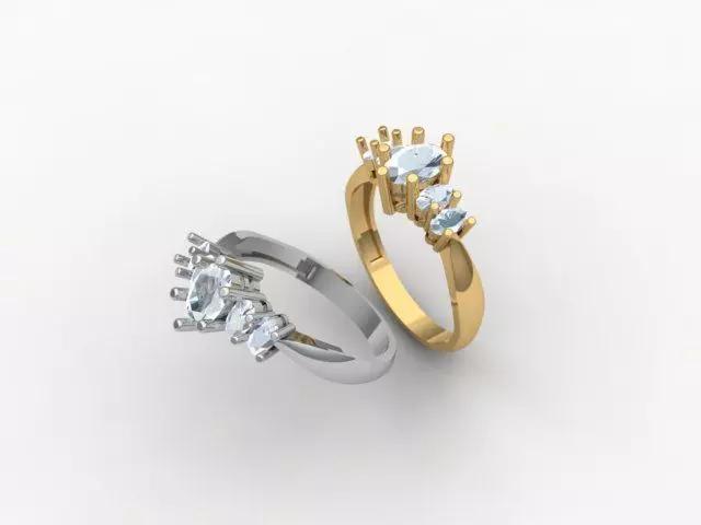 5 Oval diamonds wedding ring