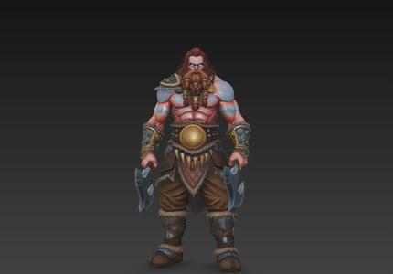 Barbarian Warrior with Dual Axes - 3D Model
