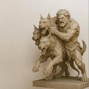 Heracles vs Cerberus – Mythic Clash Sculpture