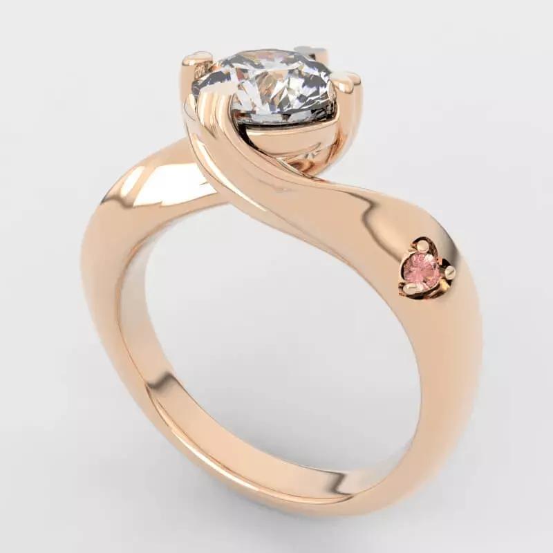 1ct Twist Band Solitaire Ring