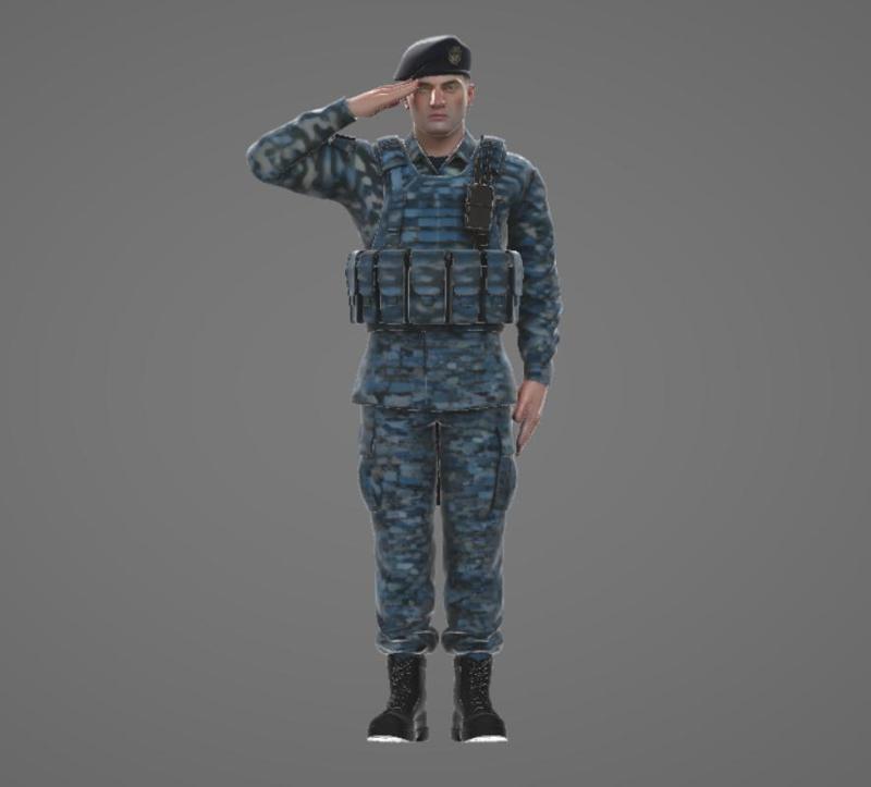 Naval Infantry Soldier Saluting 3D Model