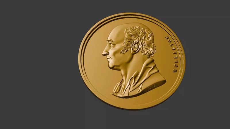 The Wollaston Medal pendant coin 3d model bas relief