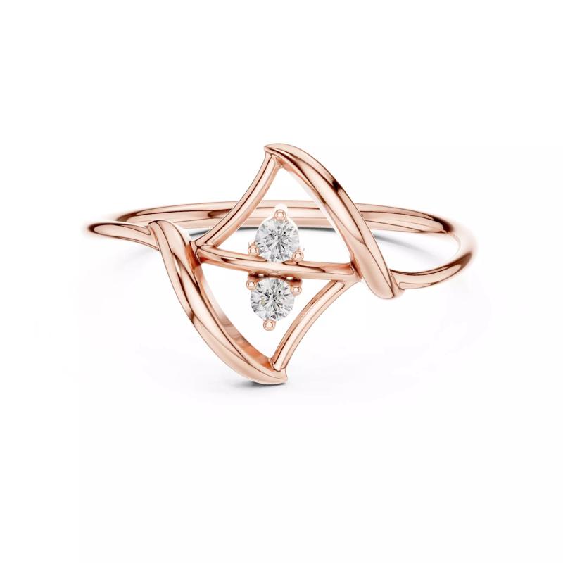 Two Round Diamond Engagement Wedding Triangle Ring 3DM STL Video