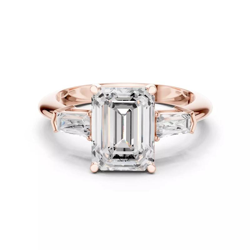 Three Stone Emerald and Taper Baguette Woman Ring 3DM STL Video