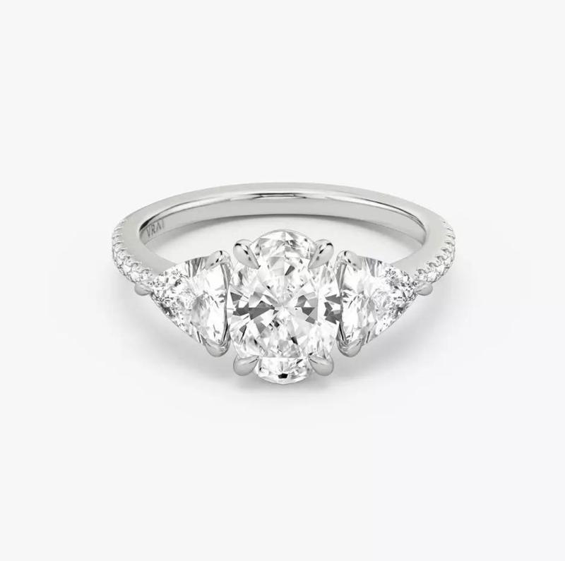 Three Stone Oval  Engagement Ring  04