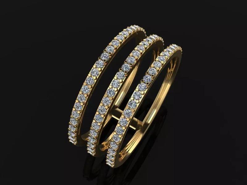 TRIPLE DIAMOND ROW BAND RING SIZE 9