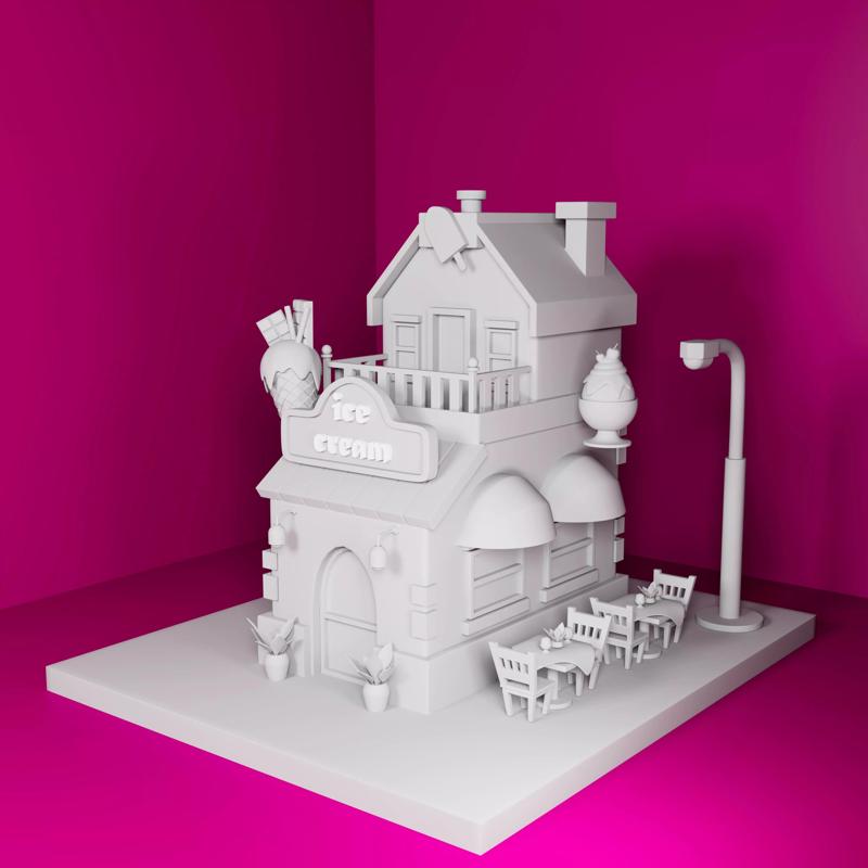Charming Ice Cream Parlour 3D Model for Printing