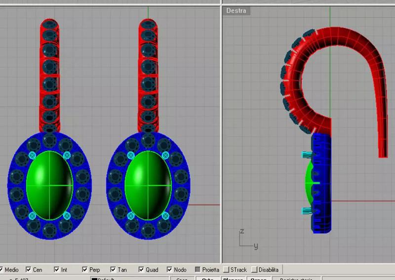 cabochon corallo earring orecchini cabochon con diamanti or02
