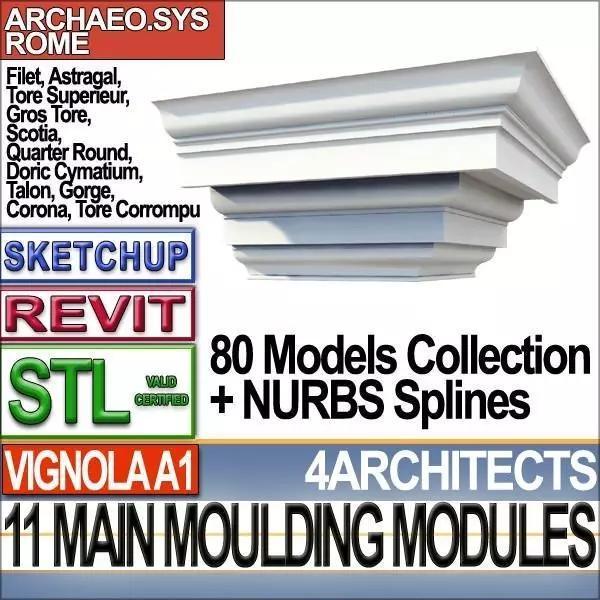 80 Architecture Moulding Modules Collection Revit STL Print