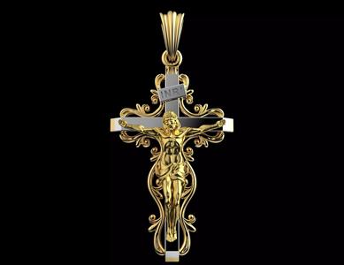 Luxury Gold Crucifix Pendant 3D Model Jesus Cross Jewelry