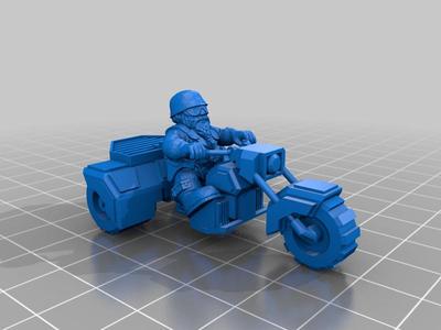 28mm Space Dwarf Combat Bike trike With Rider