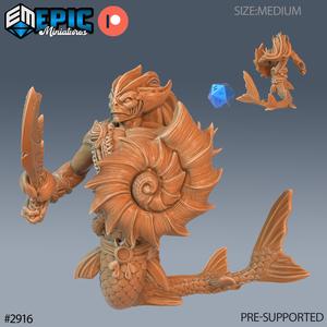 Merman Warrior Sword and Shield ‧ DnD Miniature ‧ Tabletop Miniatures ‧ Gaming Monster ‧ 3D Model ‧ RPG ‧ DnDminis ‧ STL FILE