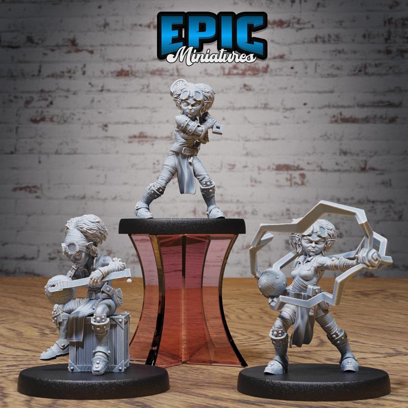 Gnome Tinkerer Female Set ‧ DnD Miniature ‧ Tabletop Miniatures ‧ Gaming Monster ‧ 3D Model ‧ RPG ‧ DnDminis ‧ STL FILE