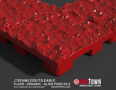 3D Modular Dungeon Tile: Floor - Organic - Alien Pods 5.3 (ROUGH/SHALLOW) - DnD Town Minis (www.dnd.town)
