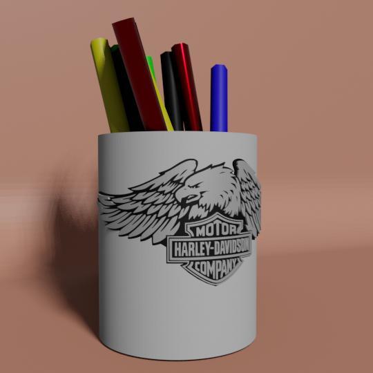 PENCIL HOLDER, PENCIL HOLDER LOGO HARLEY DAVIDSON EAGLE