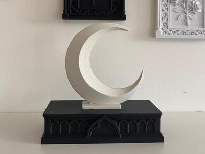 Gothic Crescent Moon with Cathedral Arches Decor