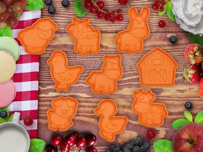 CUTE FARM ANIMALS COOKIE CUTTER / STAMP