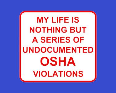 MY LIFE IS NOTHING BUT A SERIES OF UNDOCUMENTED OSHA VIOLATIONS, sign