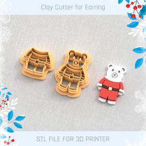 Polar Bear Santa Christmas Polymer Clay Cutter