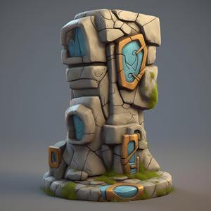 Stylized Stone Tower – Fantasy Monument 3D Printable Terrain Model