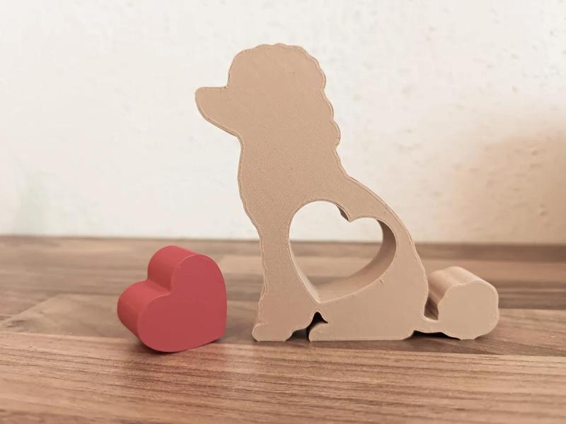 Poodle Figurine Poodle Keepsake Poodle Love Heart   