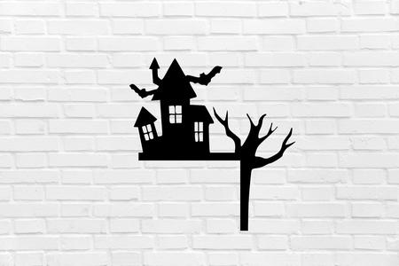 Halloween mansion door wall decoration