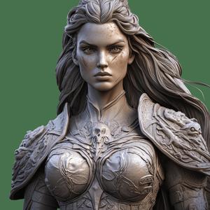 Dark Fantasy Warrior Woman Bust 100mm - 3D Printable Model